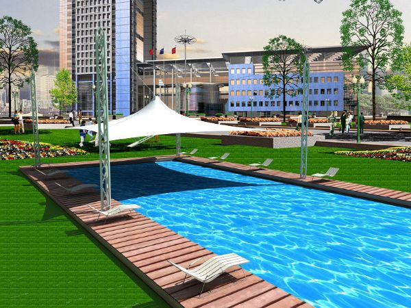 泳池膜結構遮陽蓬